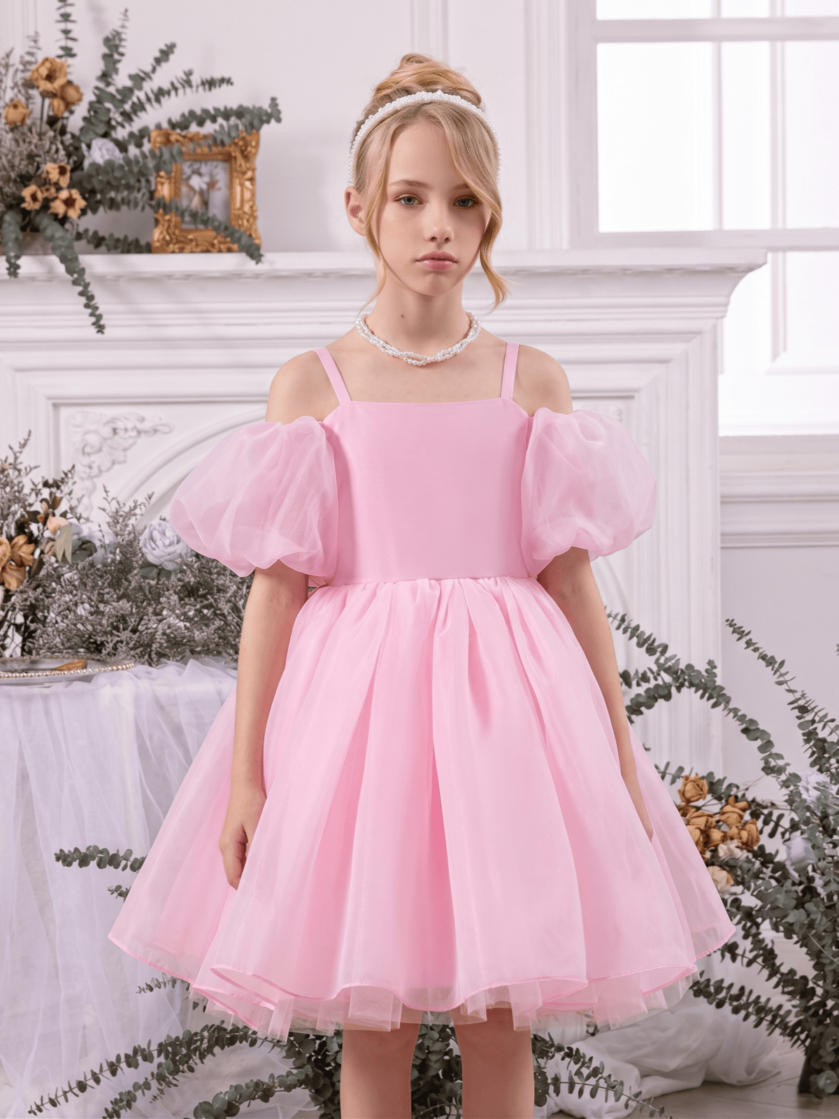Organza Bow Short Sleeve Short Dresses - image 7