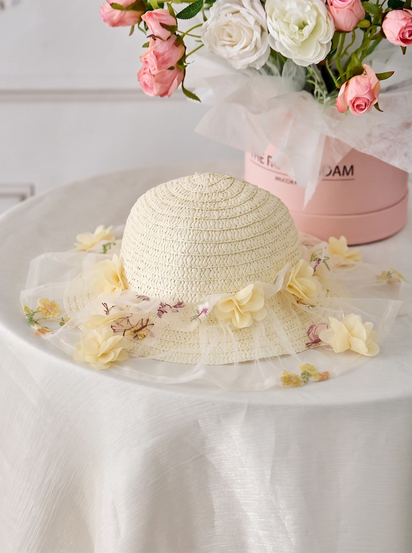 Mesh Rosette Sleeveless Midi Dresses With Hat And Wing - image 26