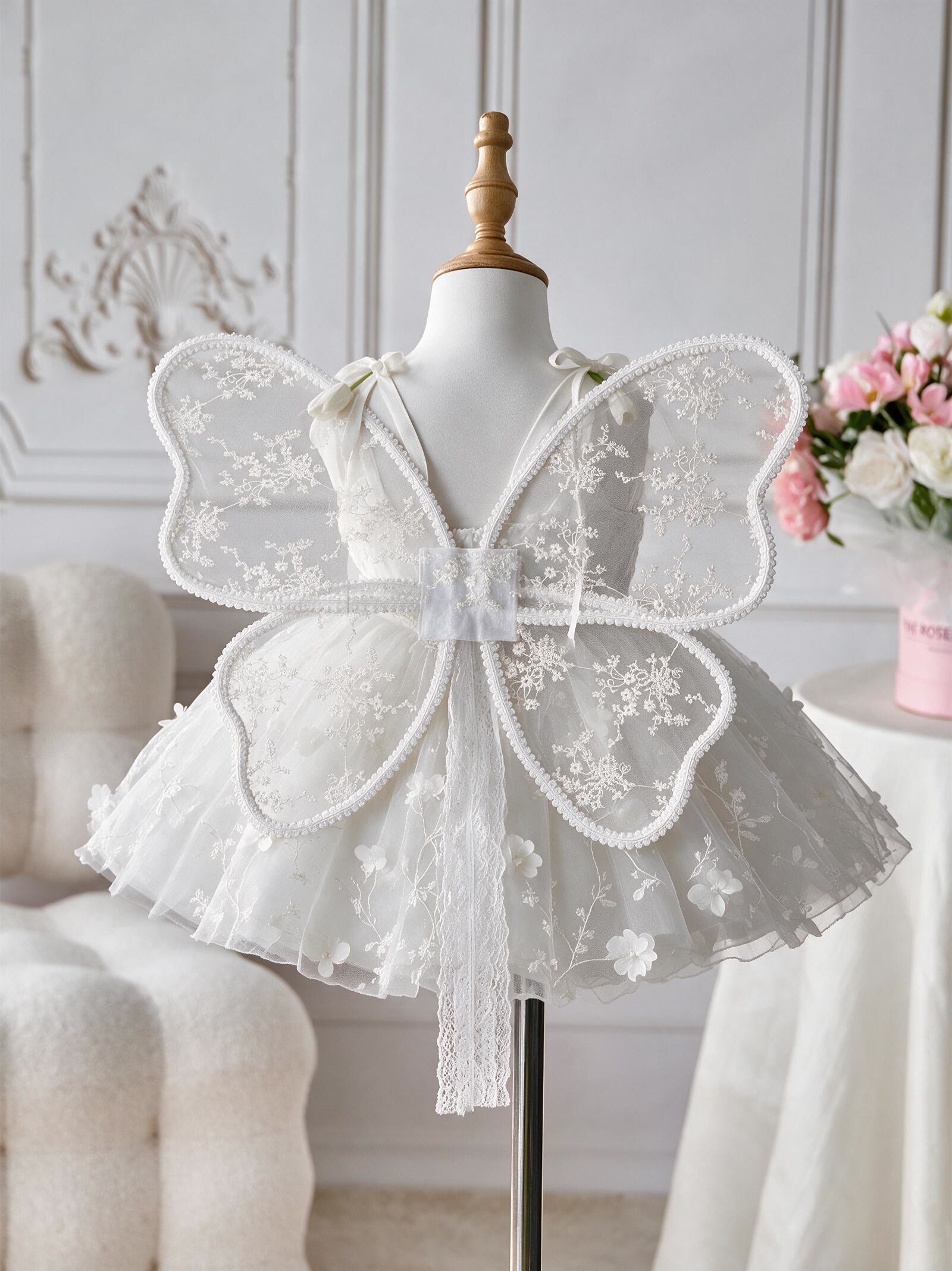 Mesh Rosette Sleeveless Short Dresses With Wing - image 3
