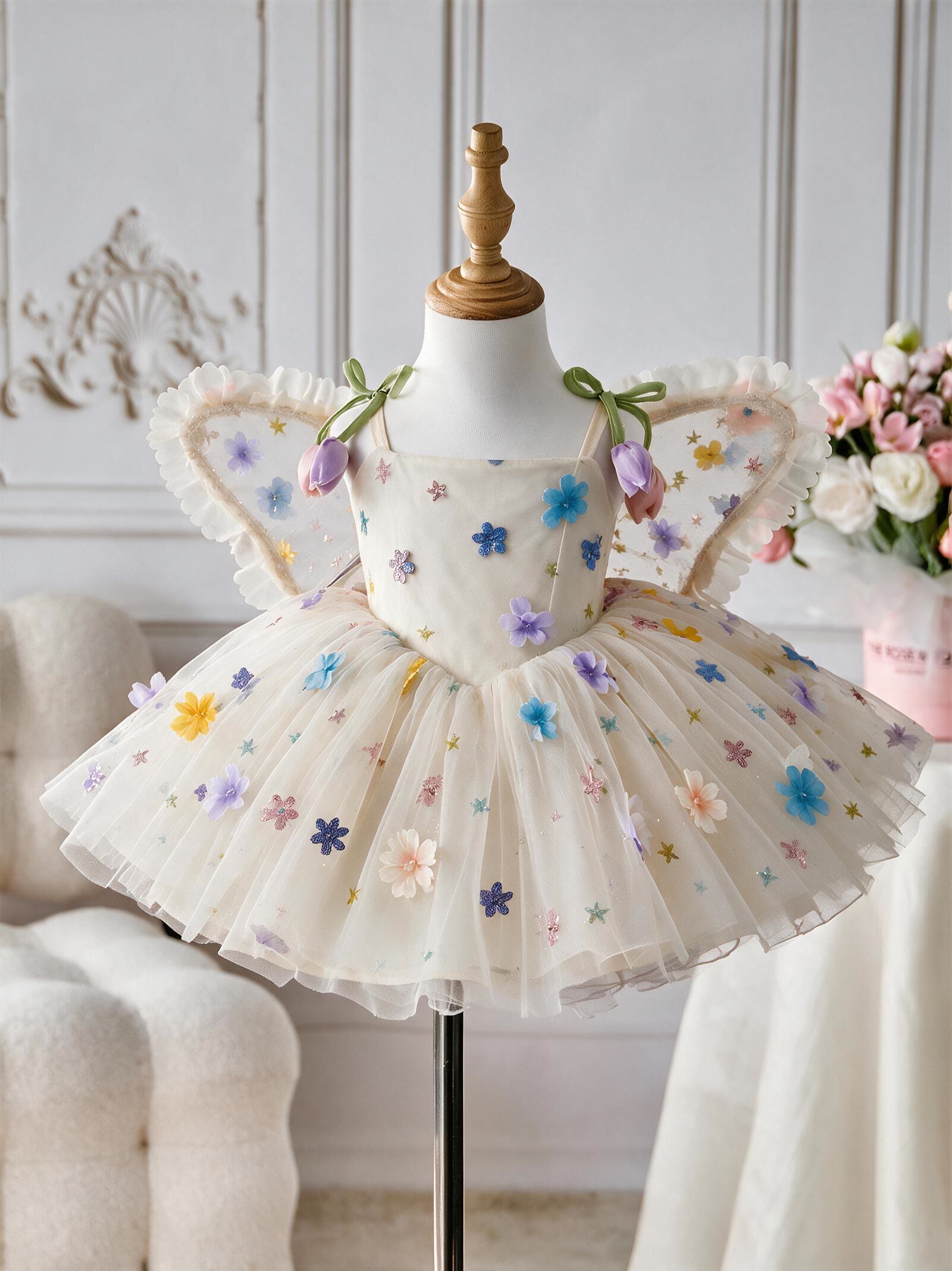 Mesh Rosette Sleeveless Short Dresses With Wing - image 2