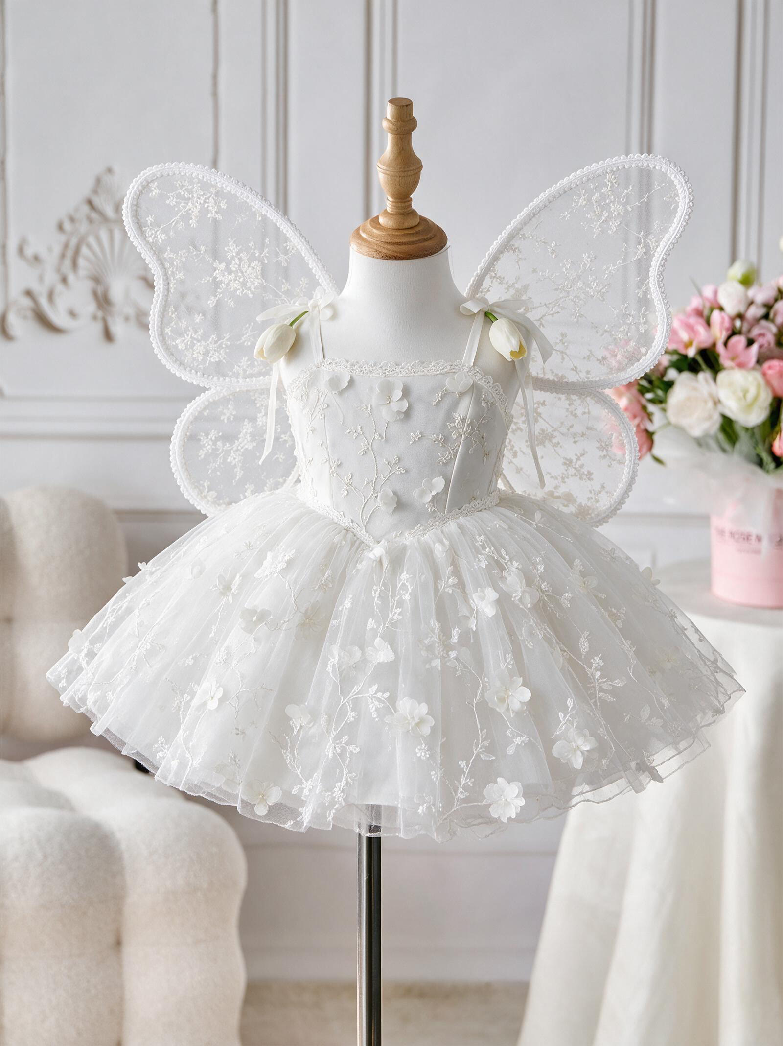 Mesh Rosette Sleeveless Short Dresses With Wing - image 2