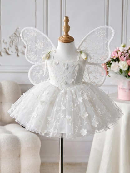 Mesh Rosette Sleeveless Short Dresses With Wing - image 2
