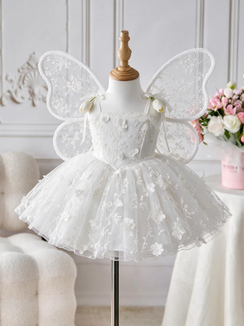 Mesh Rosette Sleeveless Short Dresses With Wing - image 2