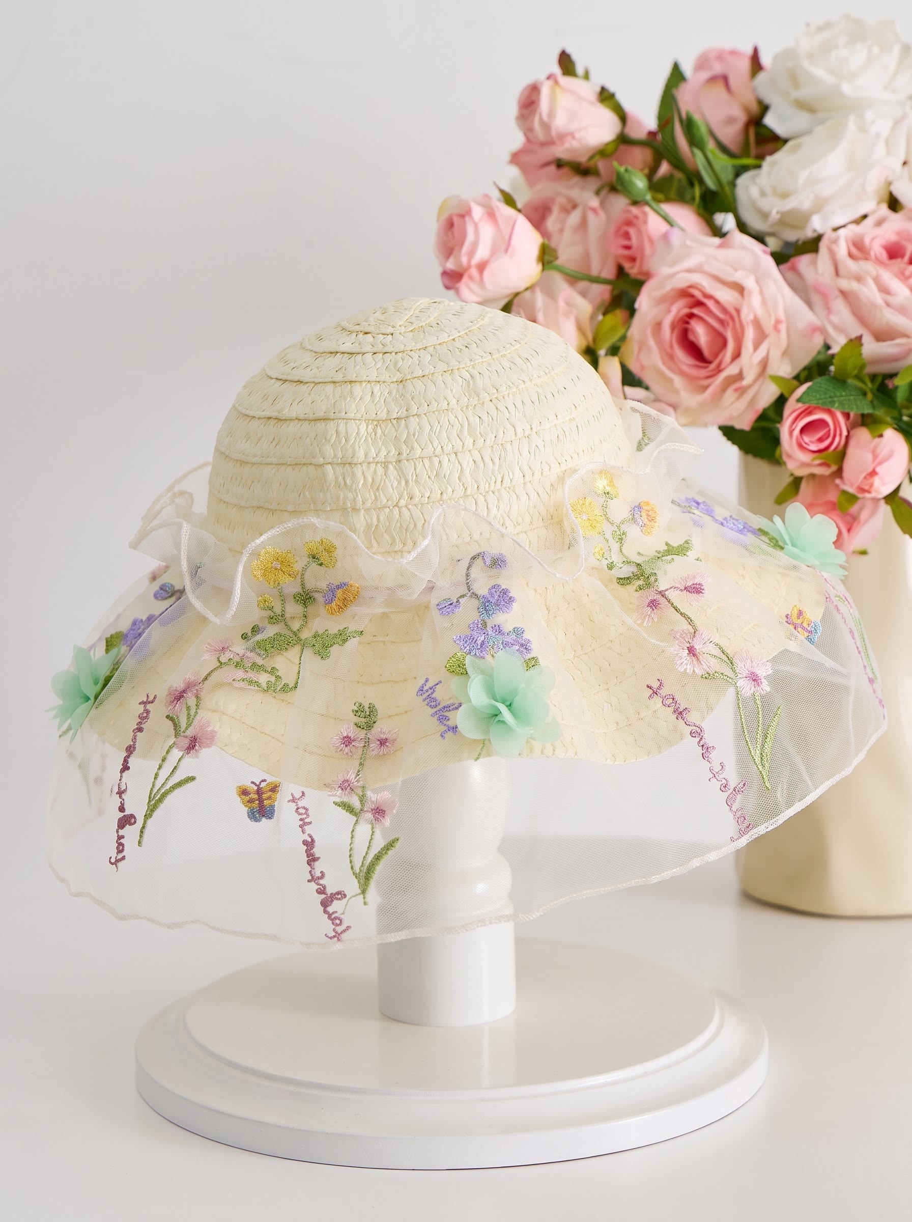 Mesh Rosette Sleeveless Midi Dresses With Hat And Wing - image 24