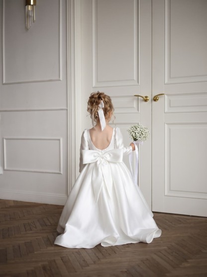 Satin Bow Long Sleeve Maxi Dresses - image 2
