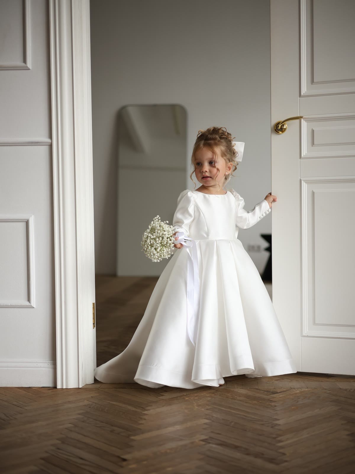 Satin Bow Long Sleeve Maxi Dresses - image 3