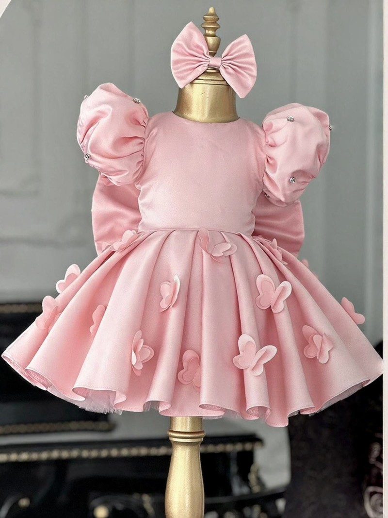 Satin Butterfly Short Sleeve Midi Dresses With Headband - image 2
