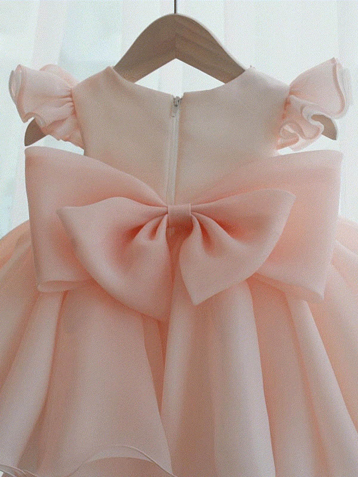 Organza Imitation Pearls Bow Cap Sleeve Midi Dresses - image 4