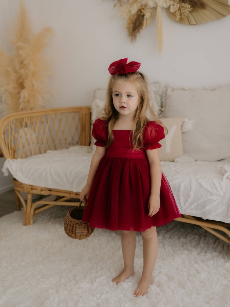 Mesh Bow Short Sleeve Midi Dresses - image 2