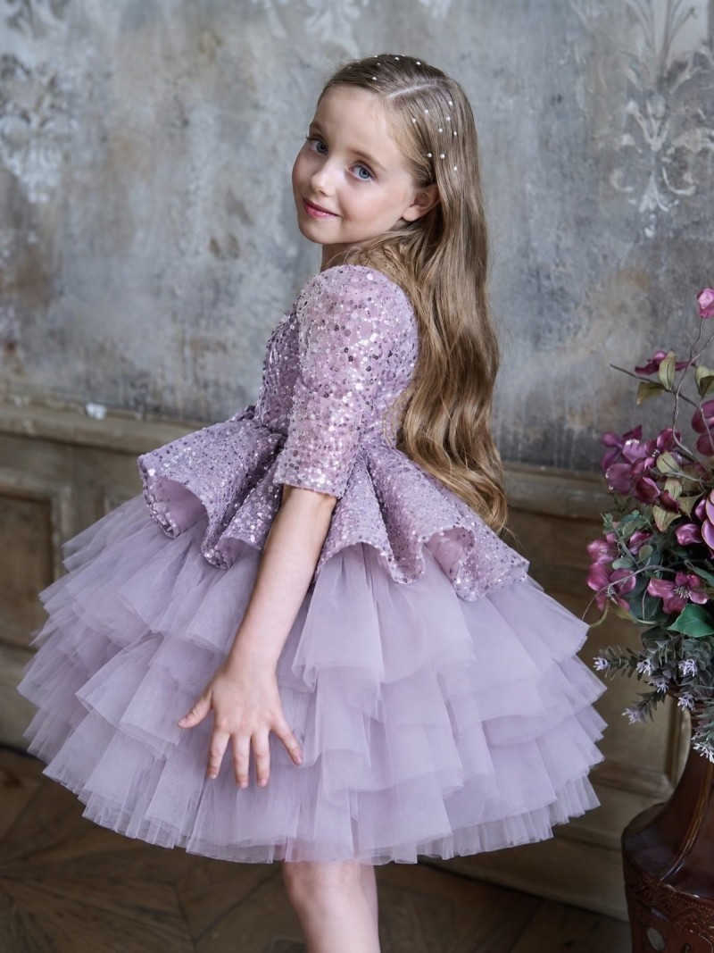 Mesh Sequins Half Sleeve Midi Dresses - image 2
