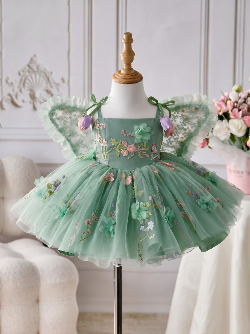 Mesh Rosette Sleeveless Midi Dresses With Hat And Wing - Mint - 2-3Y - image 23