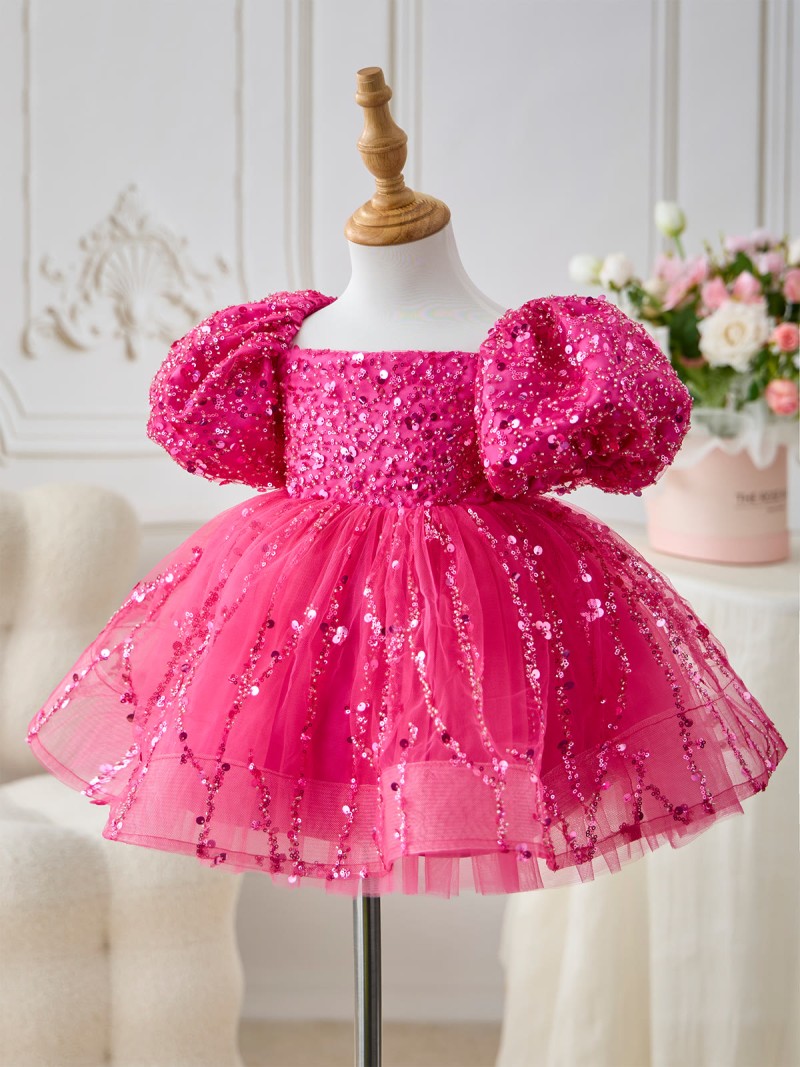 Mesh Sequins Short Sleeve Midi Dresses - image 2