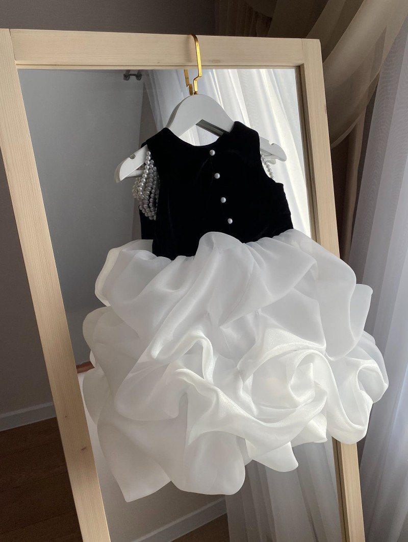Chemical Fiber Blend Pearl Sleeveless Midi Dresses - White - 15-16Y - image 1