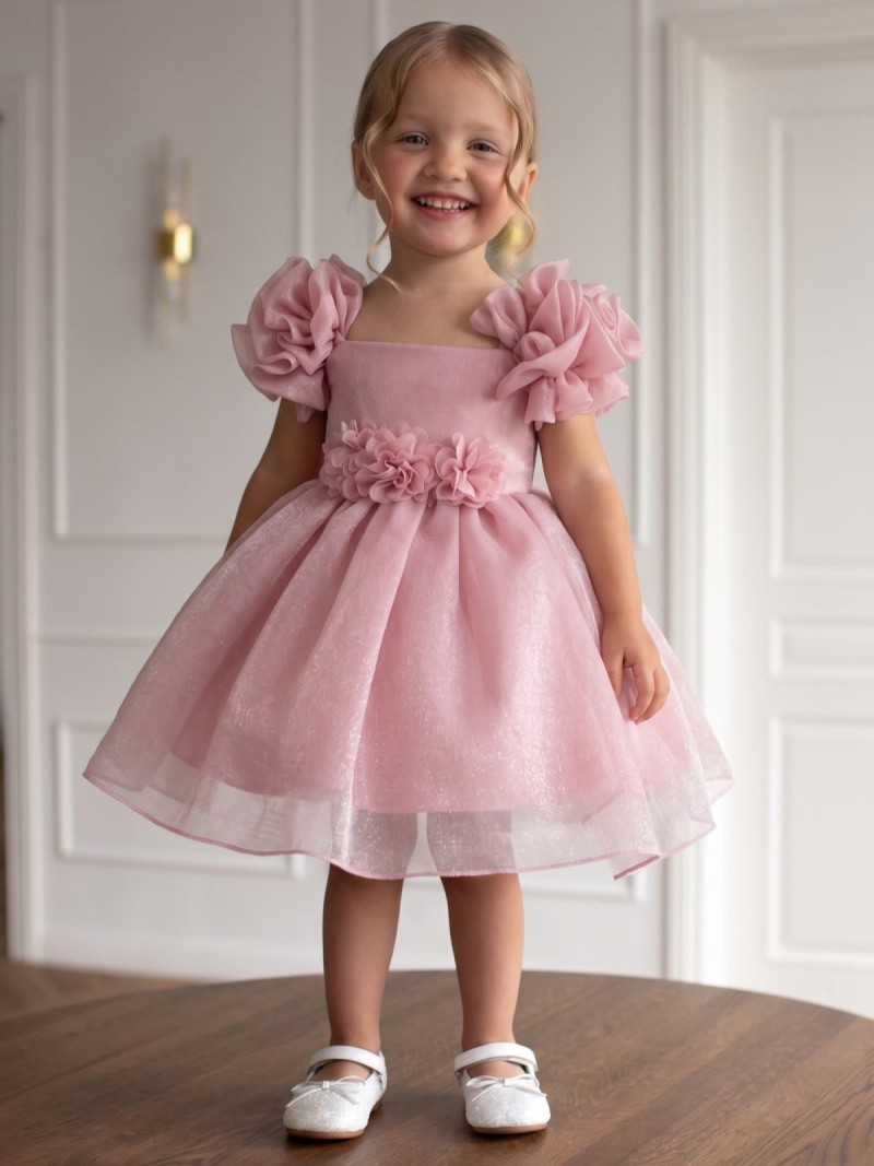 Satin Rosette Sleeveless Short Dresses - image 2