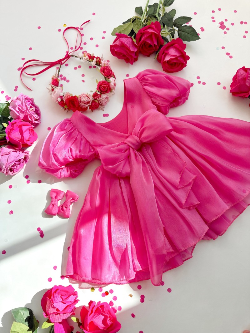Satin Bow Short Sleeve Midi Dresses - image 2