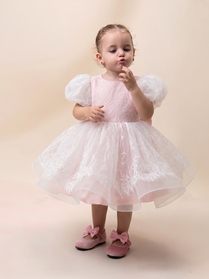 Lace Bow Short Sleeve Midi Dresses - image 2