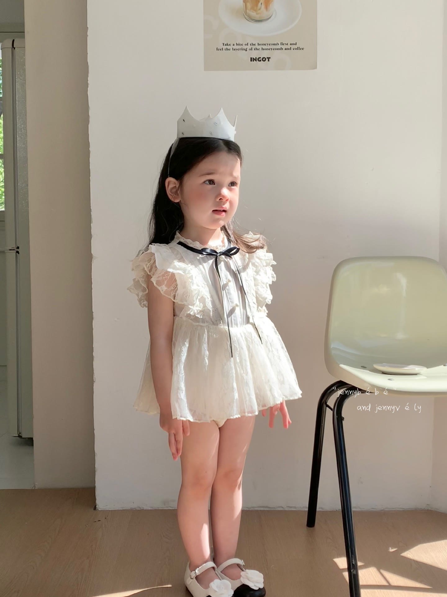 Lace Bow Cap Sleeve Shorts Bodysuit Without Hat - image 10