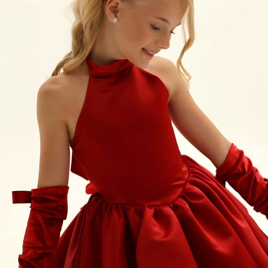 Satin Gathered Sleeveless Short Dresses - image 10