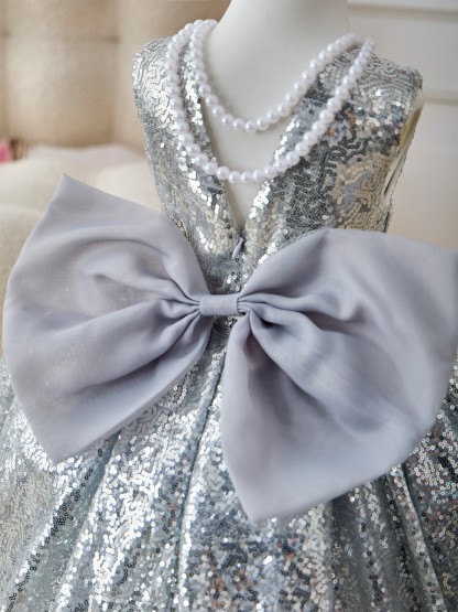Glitter Bow Sleeveless Maxi Dresses - image 11