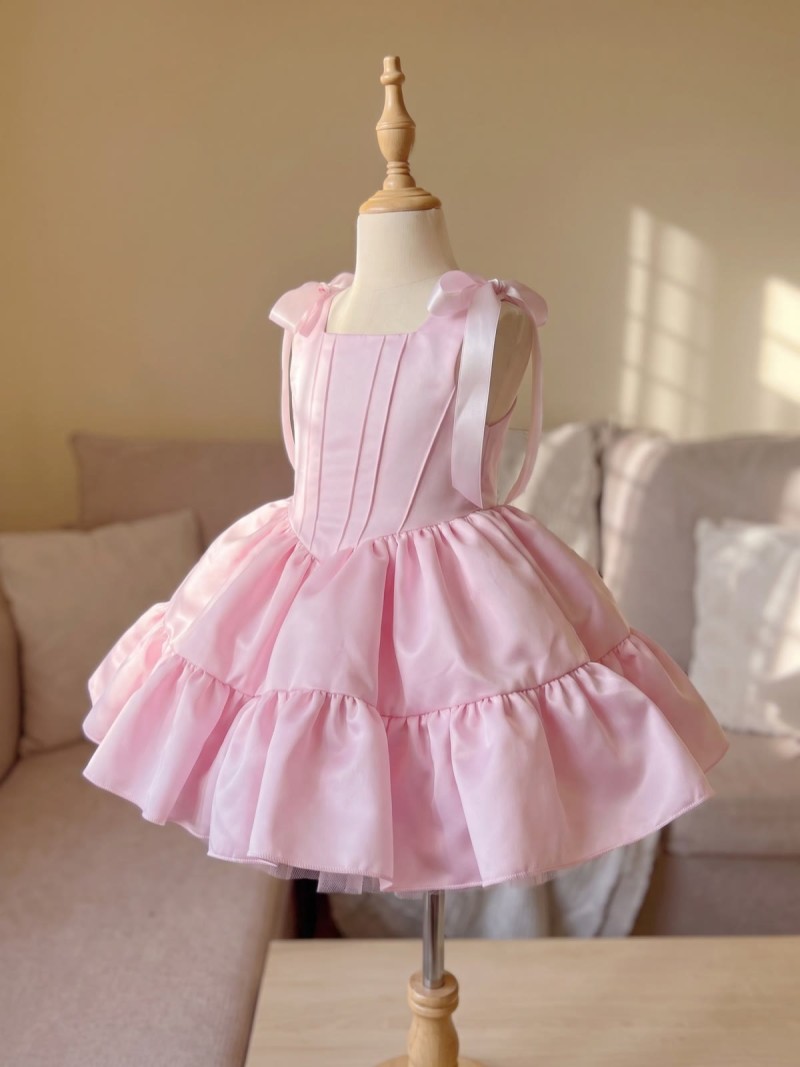 Satin Bow Sleeveless Short Dresses - image 2