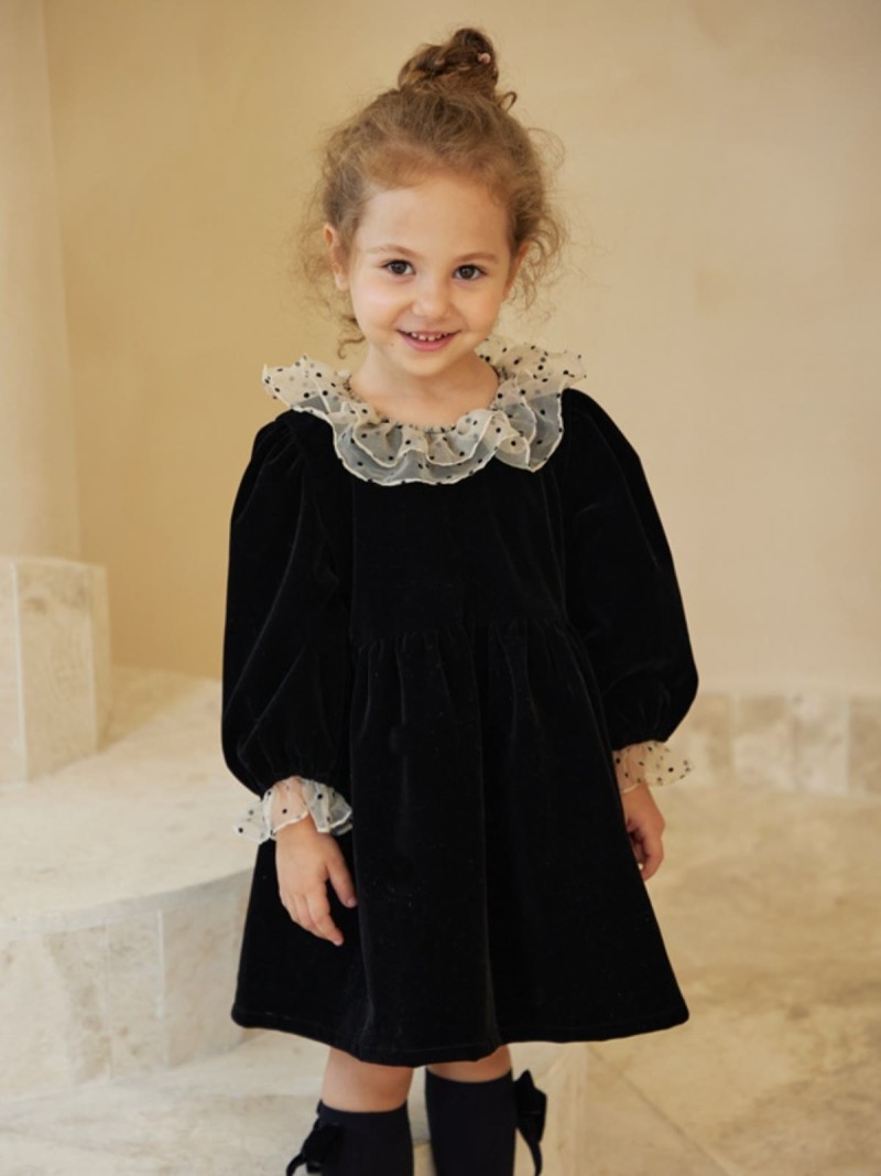 Velvet Split Joint Long Sleeve Midi Dresses - image 2
