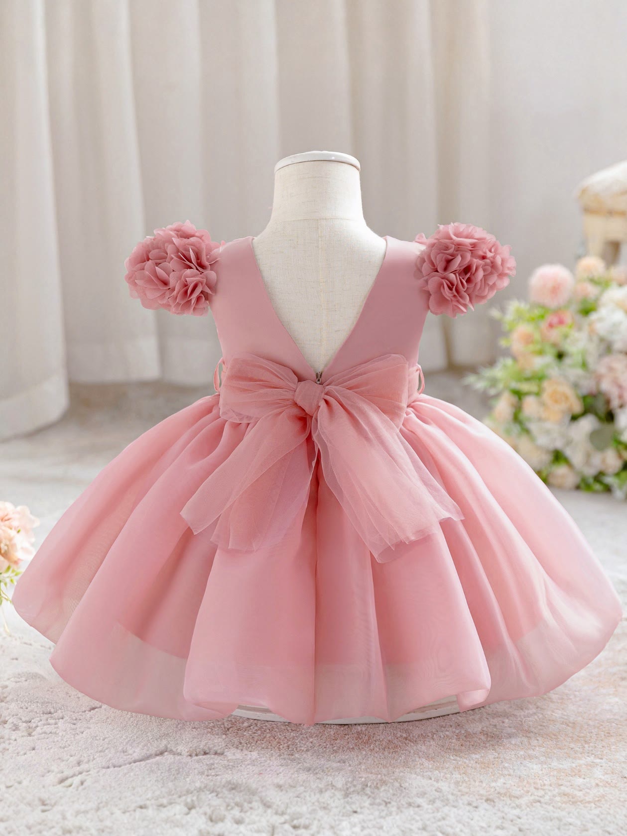 Organza Rosette Short Sleeve  Dresses - image 6