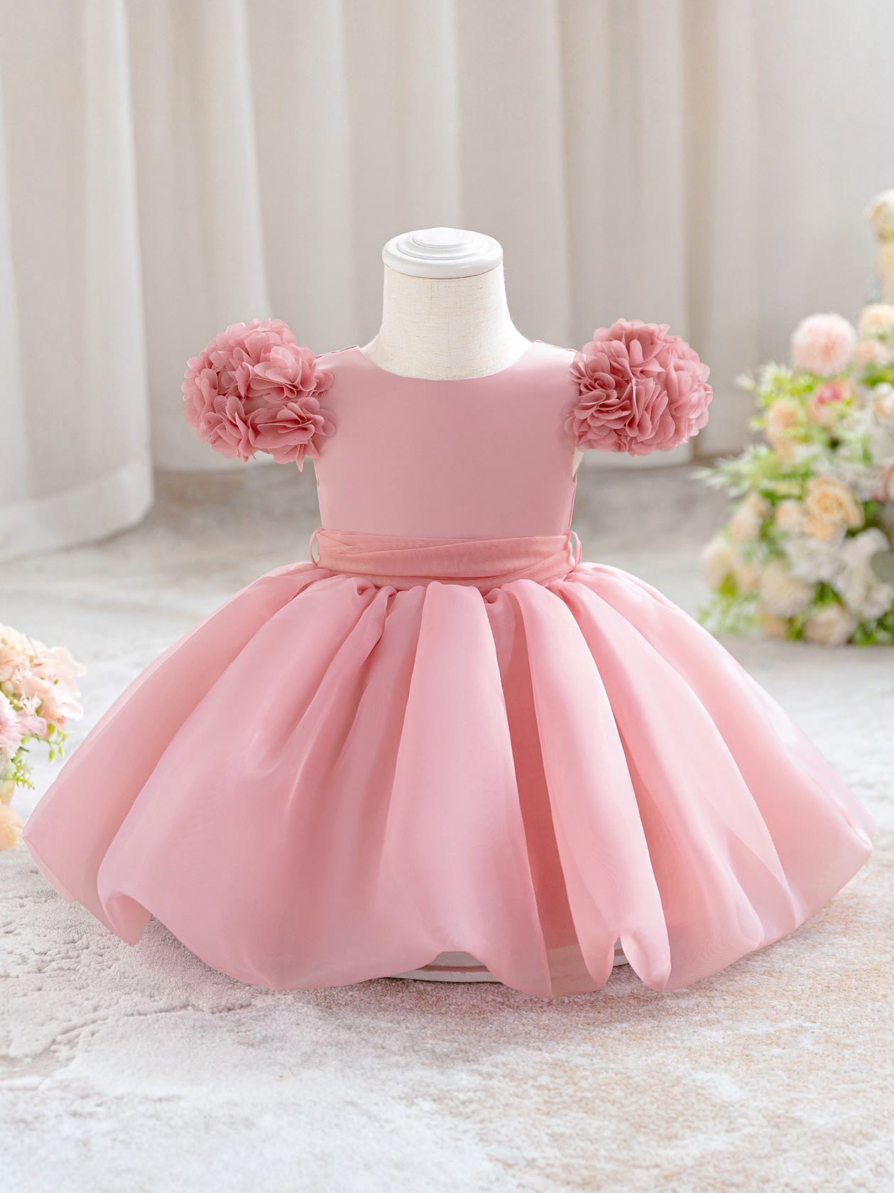 Organza Rosette Short Sleeve  Dresses - image 5