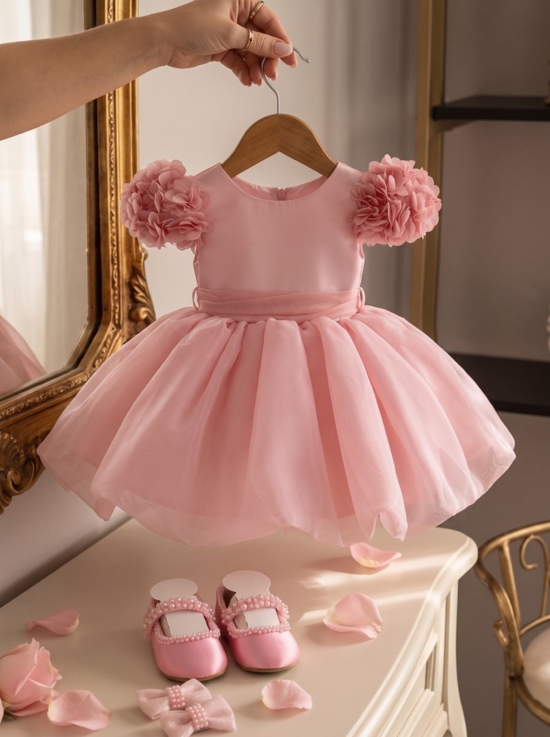 Organza Rosette Short Sleeve  Dresses - image 2