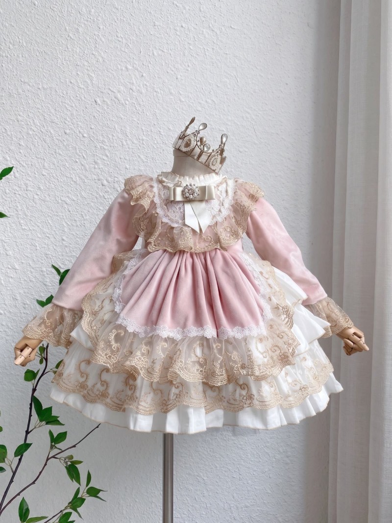 Velvet Bow Sleeveless Short Dresses Without Headband - Pink - 150cm - image 3