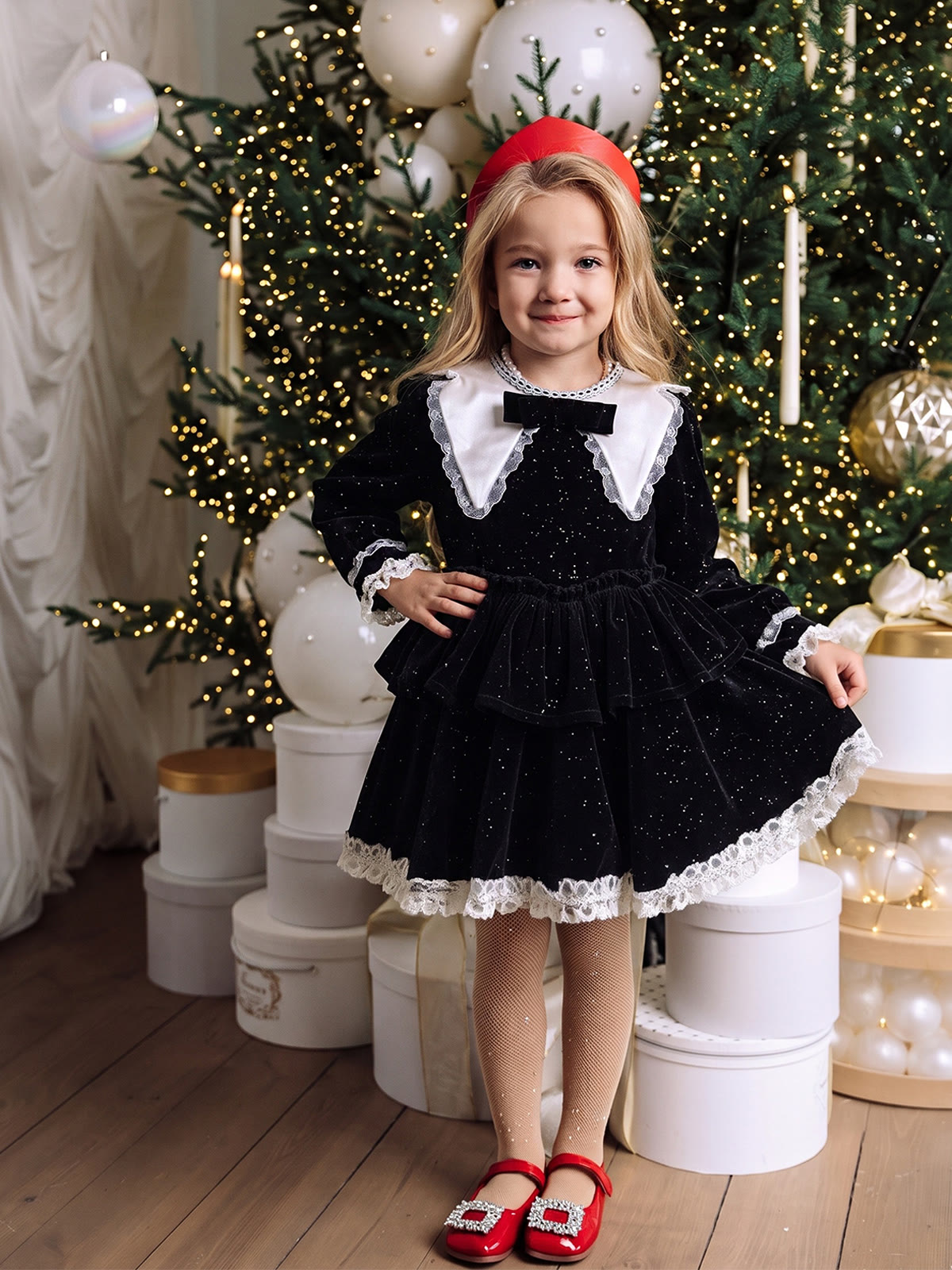 Velvet Bow Sleeveless Short Dresses - image 9