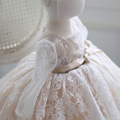 Lace Bow Long Sleeve Midi Dresses - image 6