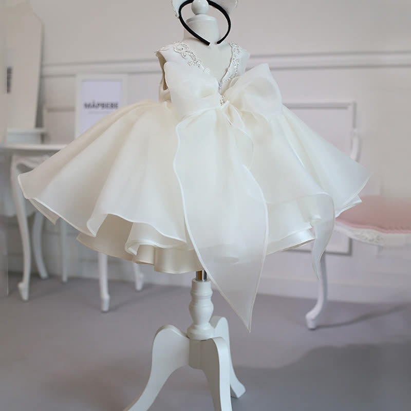 [Archive Sale] Chemical Fiber Blend Lace Bow Sleeveless Mid-long Dresses - image 3