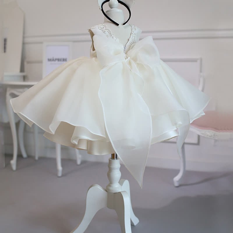 [Archive Sale] Chemical Fiber Blend Lace Bow Sleeveless Mid-long Dresses - image 3