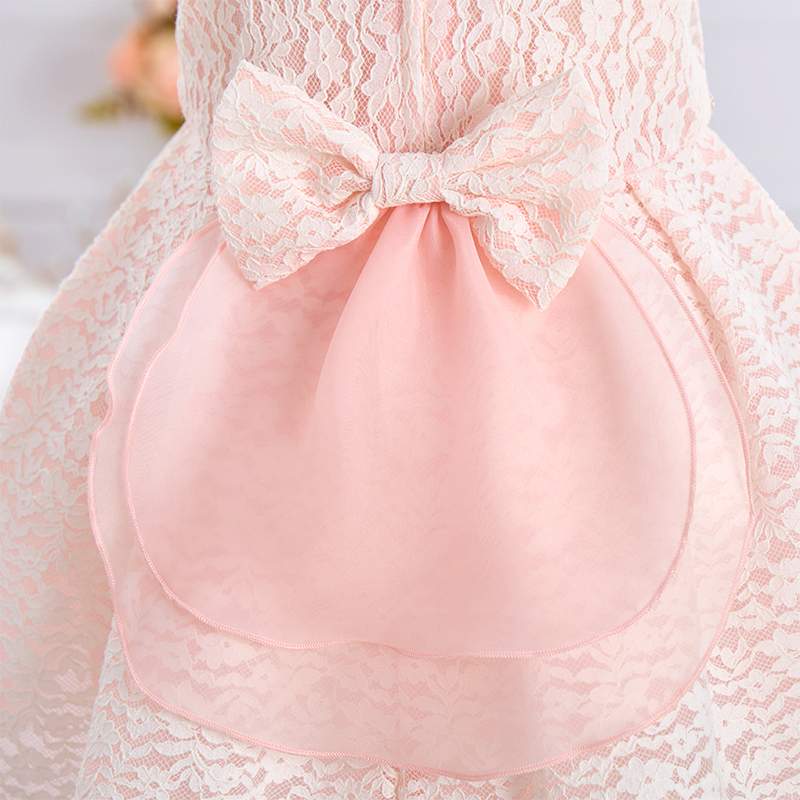 Lace Imitation Pearls Bow Sleeveless Mid-long Dresses - image 13