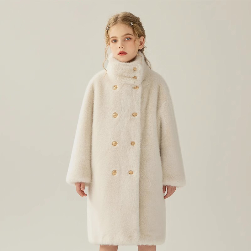 Faux Fur Button Long Sleeve Mid-long Outerwears - image 4