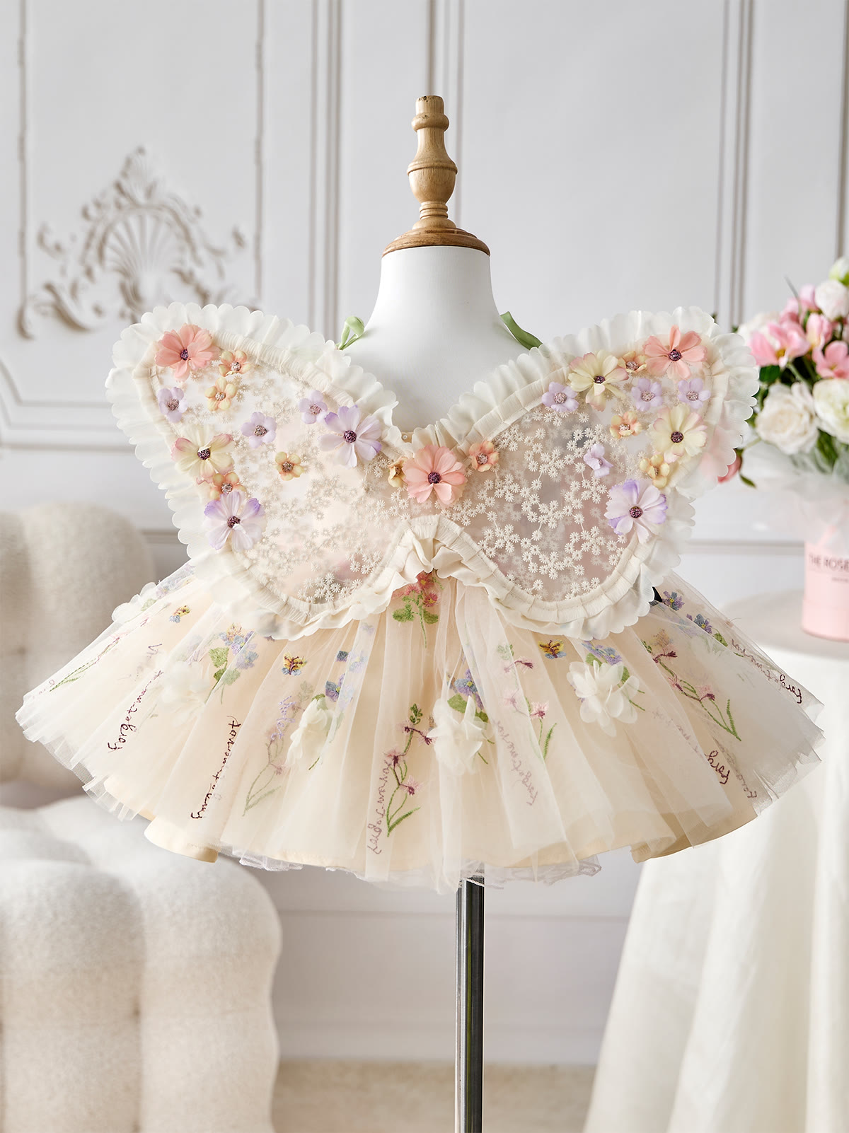Mesh Rosette Sleeveless Midi Dresses With Hat And Wing - image 5