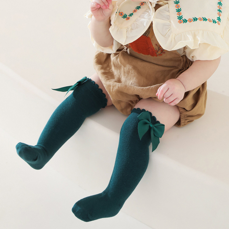 100% Cotton Solid With Bow Socks - image 25