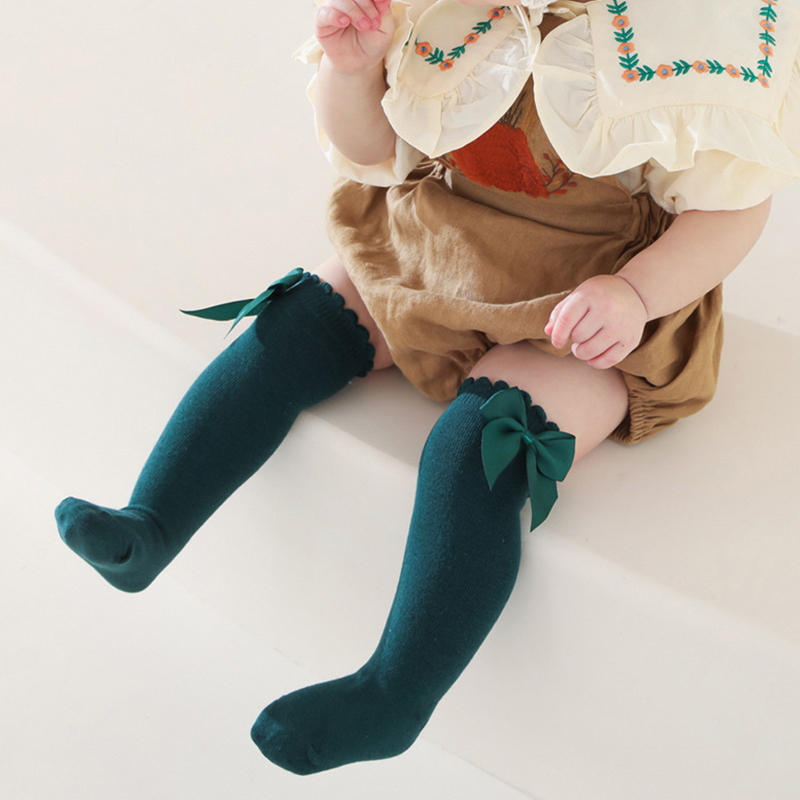 100% Cotton Solid With Bow Socks - image 25