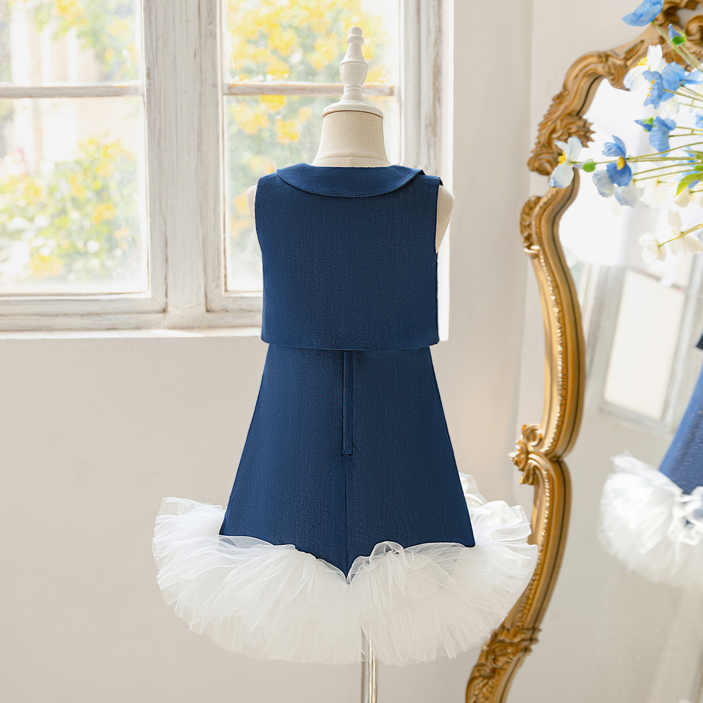 Denim Split Joint Sleeveless Midi Two-piece Set - image 3