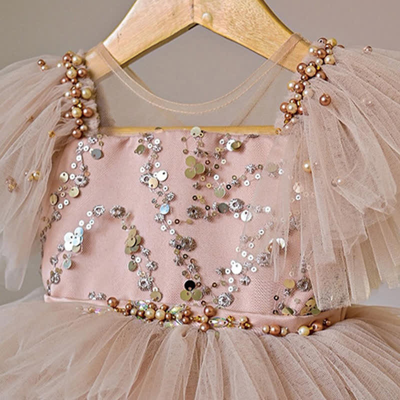 Mesh Tiered Ruffled Short Sleeves Midi Dresses - image 3