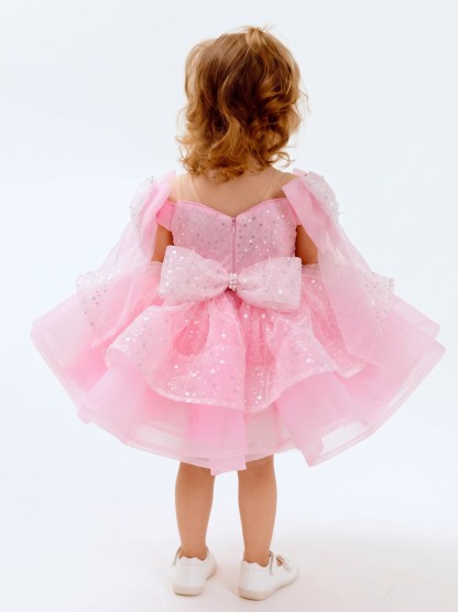 Organza Bow Sleeveless Short Dresses Without Headband - image 4