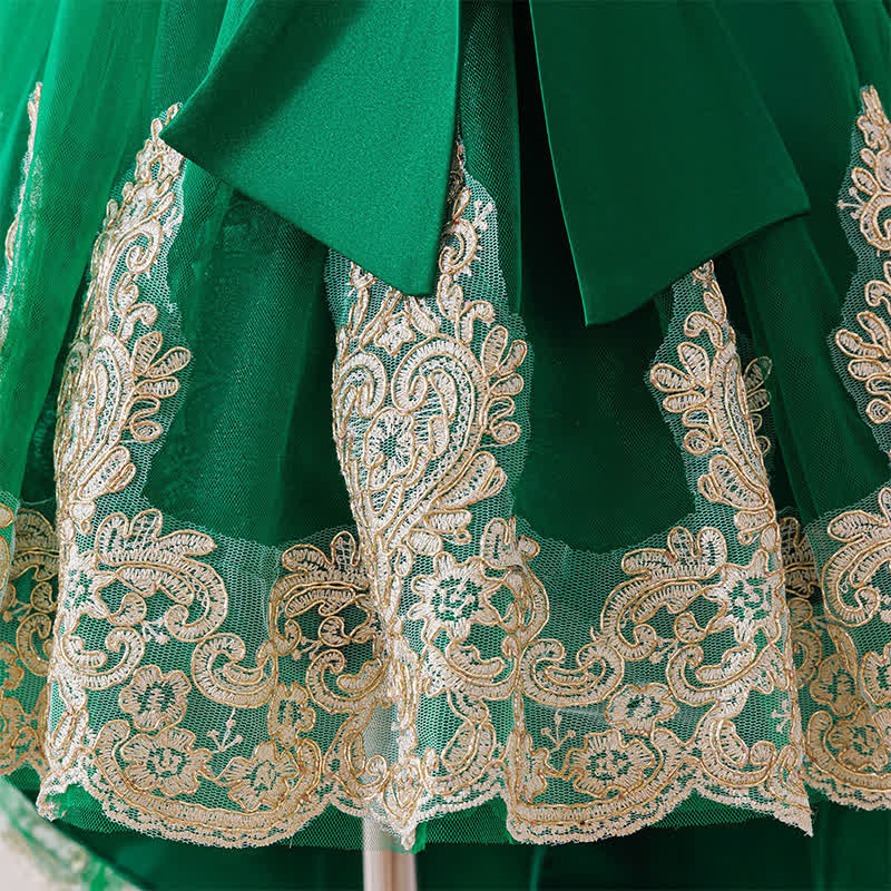 Mesh Lace Bow Long Sleeve Maxi Dresses - image 31