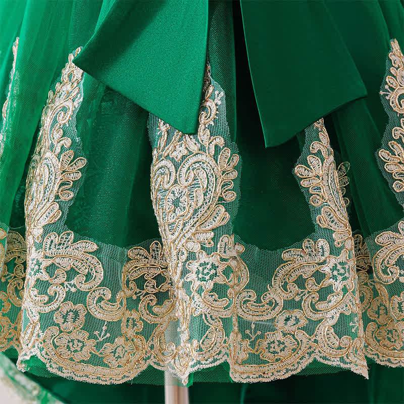 Mesh Lace Bow Long Sleeve Maxi Dresses - image 31