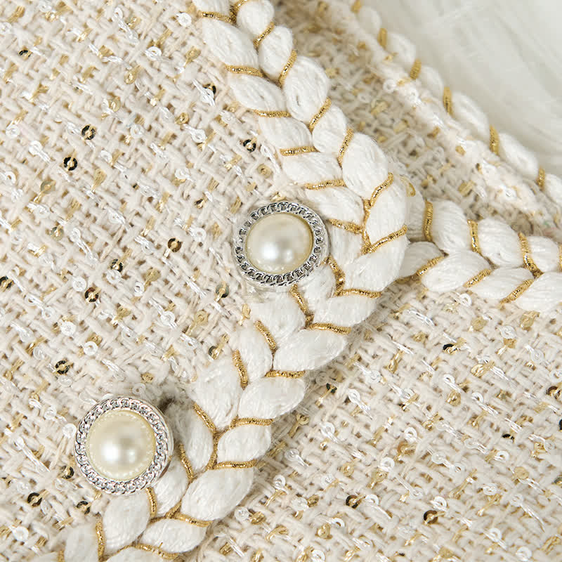 Tweed Sequins Sleeveless Mid-long Dresses - image 5