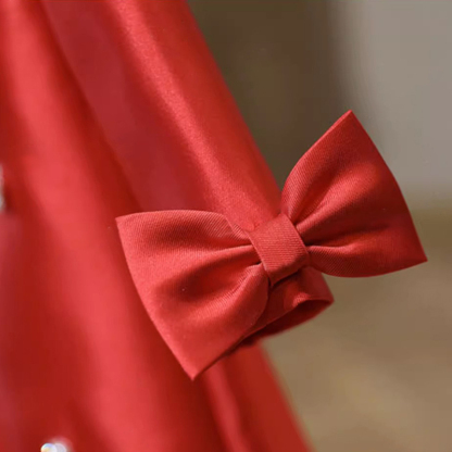 Satin Bow Long sleeve Midi Dresses - image 9