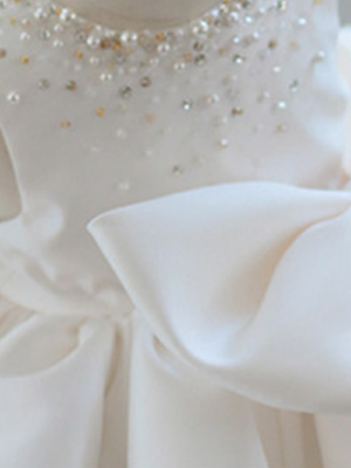 Chemical Fiber Blend Imitation Pearls Bow Sleeveless Mid-long Dresses - image 19