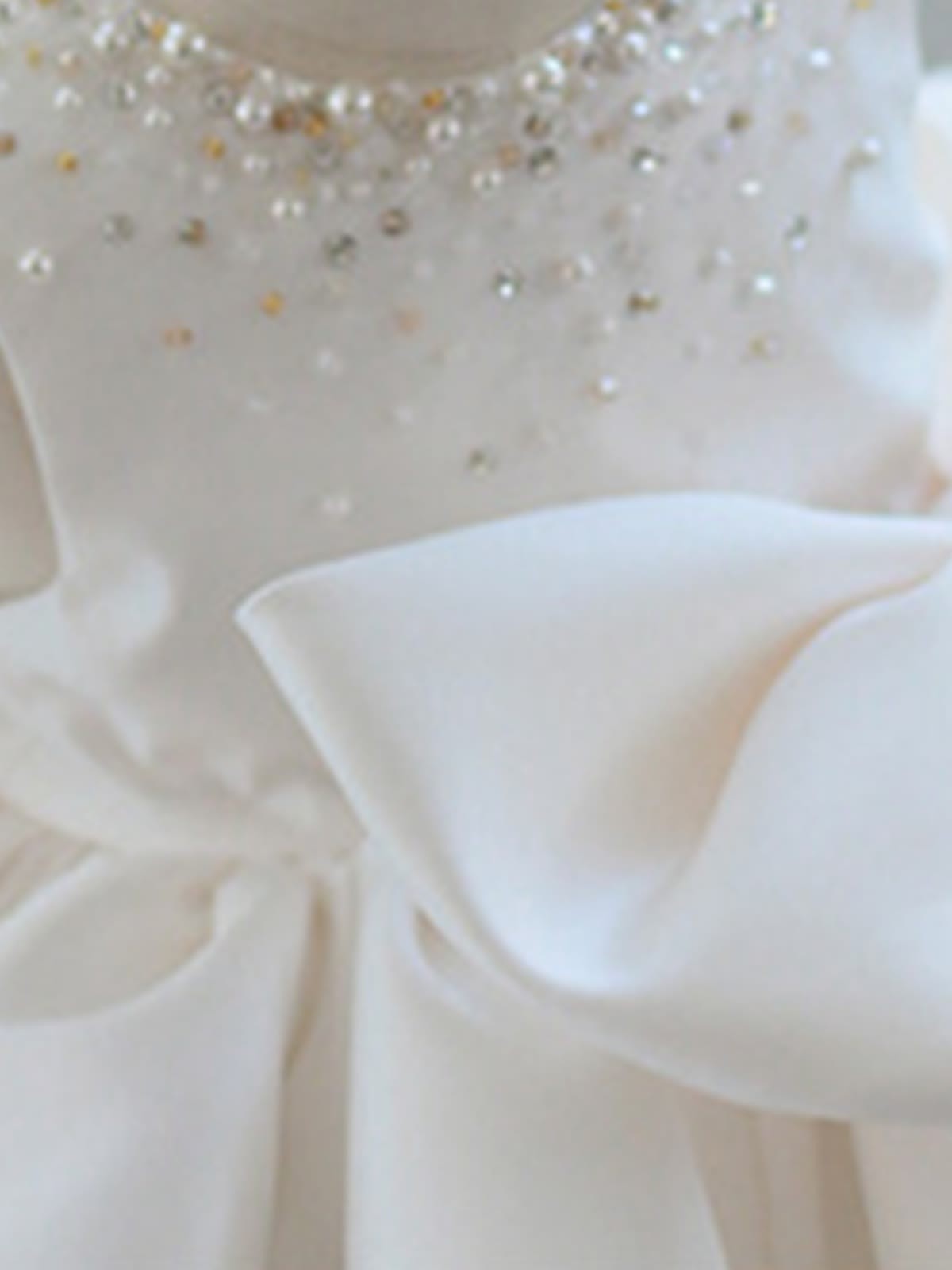 Chemical Fiber Blend Imitation Pearls Bow Sleeveless Mid-long Dresses - image 19