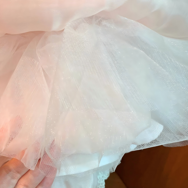 Organza Stitching Lace Short Sleeve Midi Dresses - image 13