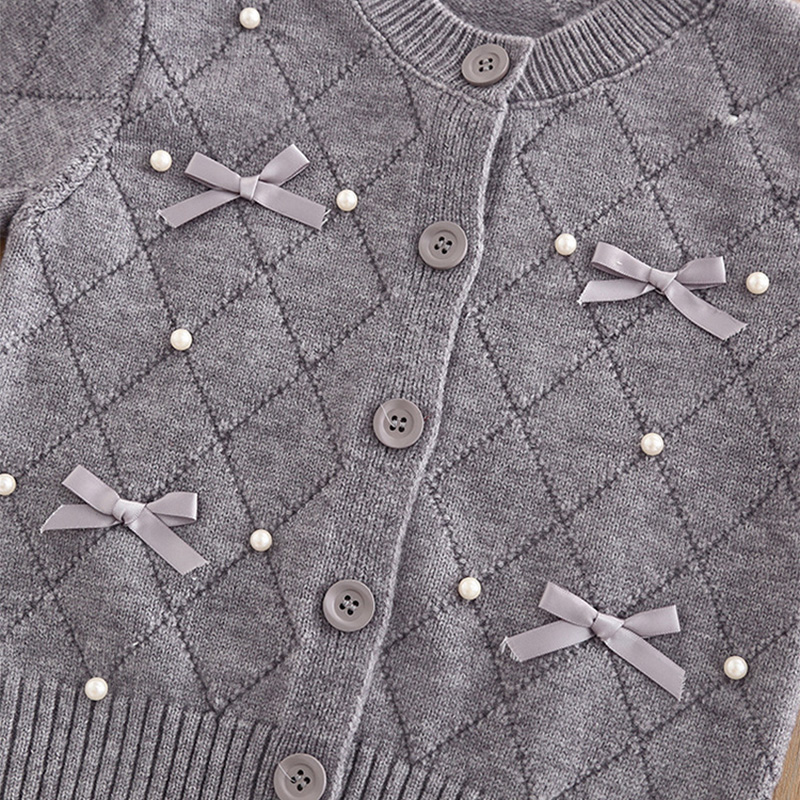 [Archive Sale] Yarn/wool Yarn Bow Imitation Pearls Long Sleeve Regular Two-piece Set - image 6