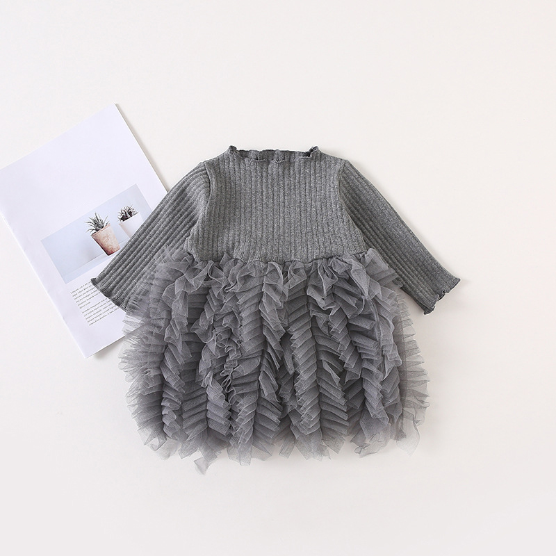 Mesh Folds Long sleeve Regular Dresses - image 31